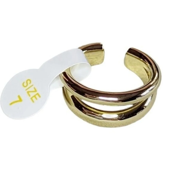 Loren Stewart Curateur Open Band Ring 14k Gold Plated Size 7 Double Band - Picture 4 of 6